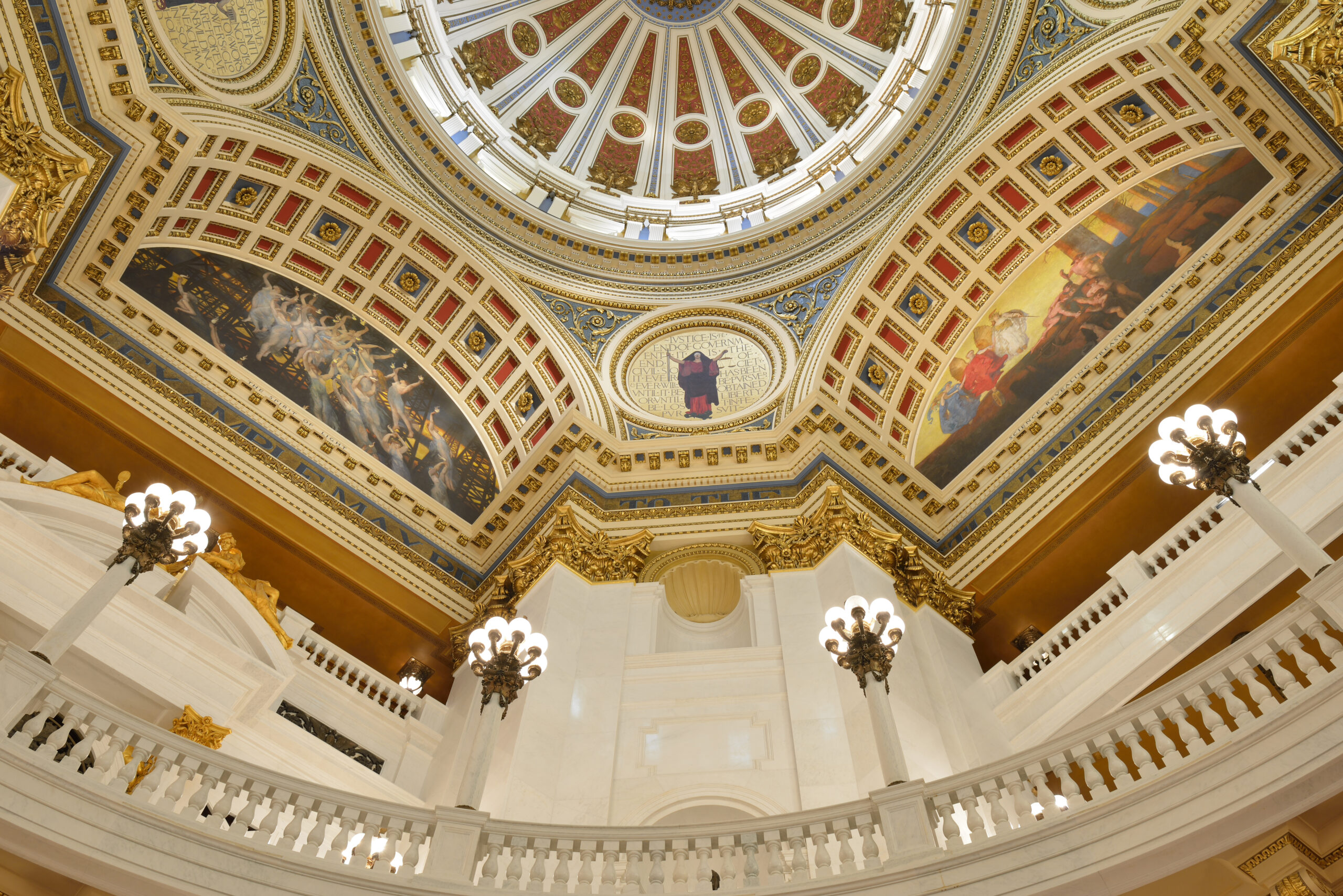 Architectural details of rotunda inside the Pennsylvania Capitol